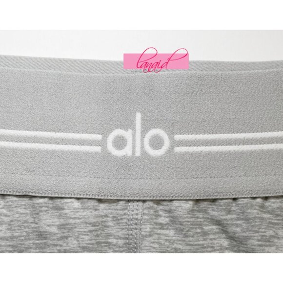 Alo Alosoft High-Waist Heart Throb Leggings Athletic Heather Grey White Hi-Rise - Picture 14 of 16